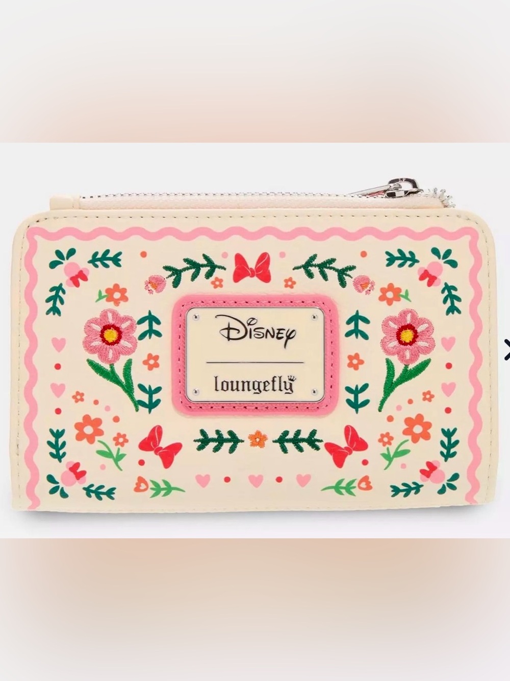 NEW w Tags Loungefly Disney Minnie Mouse Floral Embroidered Zip Around Wallet - Picture 4 of 5